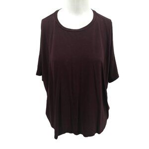 Eileen Fisher Short Sleeve Boxy Stretch Knit T-shirt Size S Tencel Wine Red